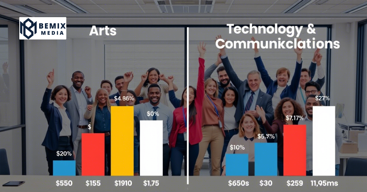 Arts vs. Technology and Communications Average Salary